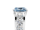 White gold Fancy Blue Radiant  Cut Diamond Engagement Ring with Pavé Band and Four-Prong Setting_8