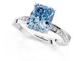 White gold Fancy Blue Radiant Cut Diamond Engagement Ring with Side Stone Accents and Four-Prong Setting_121