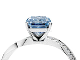 White gold Fancy Blue Radiant Cut Diamond Engagement Ring with Side Stone Accents and Four-Prong Setting_28