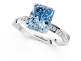White gold Fancy Blue Radiant Cut Diamond Engagement Ring with Side Stone Accents and Four-Prong Setting_37
