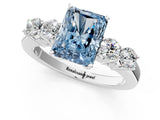White gold Fancy Blue Radiant  Cut Diamond Five-Stone Prong Set White Gold Ring_33
