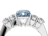 White gold Fancy Blue Radiant  Cut Diamond Five-Stone Prong Set White Gold Ring_36