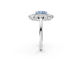 White gold Fancy Blue Radiant Cut Diamond Floral Double Halo Engagement Ring with Prong Setting_26