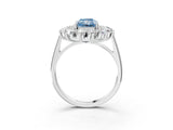 White gold Fancy Blue Radiant Cut Diamond Floral Double Halo Engagement Ring with Prong Setting_27