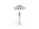 White gold Fancy Blue Radiant Cut Diamond Floral Double Halo Engagement Ring with Prong Setting_98