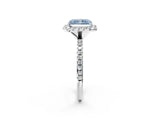 White gold Fancy Blue Radiant  Cut Diamond Floral Halo Engagement Ring with Pavé Band and Prong Setting_51