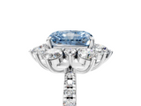 White gold Fancy Blue Radiant  Cut Diamond Floral Halo Pave Band with Prong Setting_42