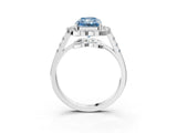 White gold Fancy Blue Radiant Cut Diamond Floral Halo Split Shank Prong Setting Ring_3
