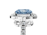 White gold Fancy Blue Radiant Cut Diamond Floral Halo Split Shank Prong Setting Ring_5