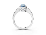 White gold Fancy Blue Radiant Cut Diamond Halo Engagement Ring with Pavé Band and Prong Setting_42