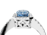 White gold Fancy Blue Radiant Cut Diamond Halo Engagement Ring with Pavé Band and Prong Setting_43