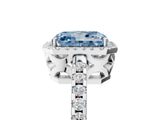 White gold Fancy Blue Radiant Cut Diamond Halo Engagement Ring with Pavé Band and Prong Setting_44