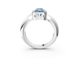 White gold Fancy Blue Radiant  Cut Diamond Halo Engagement Ring with Split Shank and Four-Prong Setting_93
