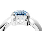 White gold Fancy Blue Radiant  Cut Diamond Halo Engagement Ring with Split Shank and Four-Prong Setting_94