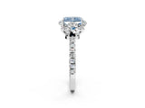 White gold Fancy Blue Radiant Cut Diamond Halo Pave Band with Four-Prong Setting_5