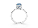 White gold Fancy Blue Radiant Cut Diamond Halo Pave Band with Four-Prong Setting_6