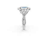 White gold Fancy Blue Radiant Cut Diamond Halo Ring with Pavé Band and Four-Prong Setting_55
