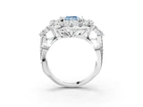 White gold Fancy Blue Radiant Cut Diamond Halo Ring with Pavé Band and Four-Prong Setting_56