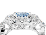 White gold Fancy Blue Radiant Cut Diamond Halo Ring with Pavé Band and Four-Prong Setting_57