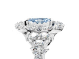 White gold Fancy Blue Radiant Cut Diamond Halo Ring with Pavé Band and Four-Prong Setting_58