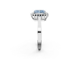 White gold Fancy Blue Radiant  Cut Diamond Halo Ring with Round Brilliant Halo and Solitaire Band_89