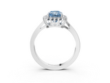 White gold Fancy Blue Radiant  Cut Diamond Halo Ring with Round Brilliant Halo and Solitaire Band_90