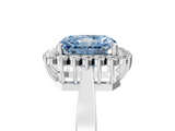 White gold Fancy Blue Radiant  Cut Diamond Halo Ring with Round Brilliant Halo and Solitaire Band_92