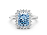 White gold Fancy Blue Radiant  Cut Diamond Halo Ring with Solitaire Band and Prong Setting_53