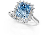 White gold Fancy Blue Radiant  Cut Diamond Halo Ring with Solitaire Band and Prong Setting_54