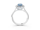 White gold Fancy Blue Radiant  Cut Diamond Halo Ring with Solitaire Band and Prong Setting_56