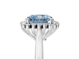 White gold Fancy Blue Radiant  Cut Diamond Halo Ring with Solitaire Band and Prong Setting_58