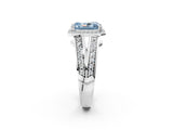 White gold Fancy Blue Radiant Cut Diamond Halo Ring with Split Shank Pavé Band and Four-Prong Setting_50