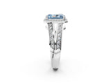White gold Fancy Blue Radiant Cut Diamond Halo Ring with Split Shank Pavé Band and Four-Prong Setting_62