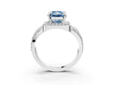 White gold Fancy Blue Radiant Cut Diamond Halo Ring with Split Shank and Bezel Accents and Four-Prong Setting_3