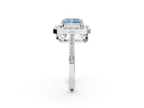 White gold Fancy Blue Radiant Cut Diamond Halo Ring with Split Shank and Four-Prong Setting_76