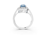 White gold Fancy Blue Radiant Cut Diamond Halo Ring with Split Shank and Four-Prong Setting_77