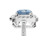 White gold Fancy Blue Radiant Cut Diamond Halo Ring with Split Shank and Four-Prong Setting_79