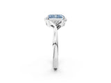 White gold Fancy Blue Radiant Cut Diamond Halo Ring with Tapered Band and Four-Prong Setting_21