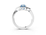 White gold Fancy Blue Radiant Cut Diamond Halo Ring with Tapered Band and Four-Prong Setting_22