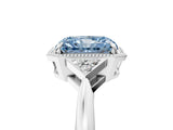 White gold Fancy Blue Radiant Cut Diamond Halo Ring with Tapered Band and Four-Prong Setting_24
