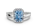 White gold Fancy Blue Radiant Cut Diamond Halo Split Shank Engagement Ring_51