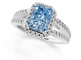 White gold Fancy Blue Radiant Cut Diamond Halo Split Shank Engagement Ring_52