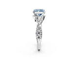 White gold Fancy Blue Radiant Cut Diamond  Halo Twist Band Solitaire Prong Setting Ring_26