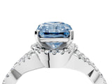 White gold Fancy Blue Radiant Cut Diamond  Halo Twist Band Solitaire Prong Setting Ring_28