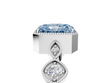 White gold Fancy Blue Radiant  Cut Diamond Milgrain Marquise Band with Prong Setting_8