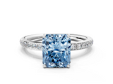 White gold Fancy Blue Radiant  Cut Diamond Pavé Band Ring with Four-Prong Setting_24