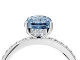 White gold Fancy Blue Radiant  Cut Diamond Pavé Band Ring with Four-Prong Setting_28