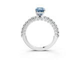 White gold Fancy Blue Radiant Cut Diamond Pavé Band Solitaire Ring with Prong Setting_43