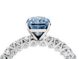 White gold Fancy Blue Radiant Cut Diamond Pavé Band Solitaire Ring with Prong Setting_44