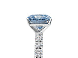 White gold Fancy Blue Radiant Cut Diamond Pavé Band Solitaire Ring with Prong Setting_46